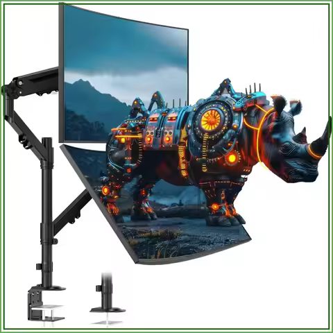 Dual Monitor Mount for 17-40 Inch Screens, Holds 26.4 lbs, VESA 75/100 mm, Clamp/Grommet Base