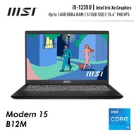 MSI Modern 15 B12M (Classic Black) - Intel Core i5-1235U / 15.6-inch FHD IPS Display / 512GB SSD / I