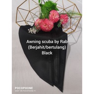 Kain scuba hitam awning tudung set tudung dagu, awning sahaja dan siap jahit