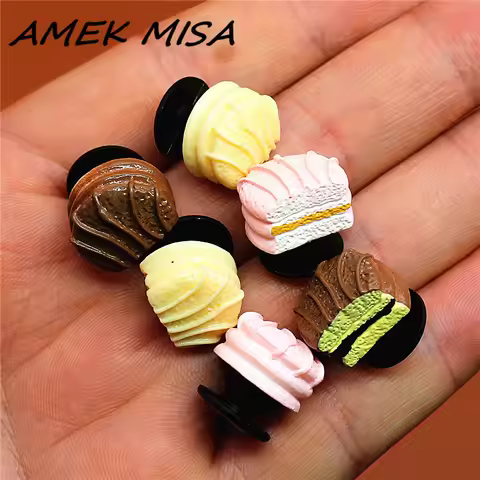 Single sale 1pcs Simulation Tiramisu Shoe Charm Cute Shoe Buckles Accessories Sandal Decorations fit