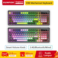 XUNFOX K98 RGB Mechanical Keyboard, 2.4G/Bluetooth/Wired, Type-C Fast Charging, Wireless Keyboard