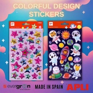 [SG] APLI Colorful Space Animals/Star Design Stickers [Evergreen Stationary]