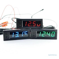 【Worldwide Delivery】 3 In 1 Thermometer Clock Voltmeter Digital Display Electronic Clock Car Ornament
