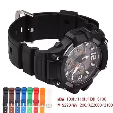 TPU Resin Strap for Casio MCW-100H W-S220 HDD-S100 WV-200 AE-2000/2100 Silicone Sport Waterproof Bra