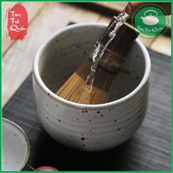 Chén gốm Nhật Chawan pha trà matcha dáng bầu miệng cao men tự nhiên