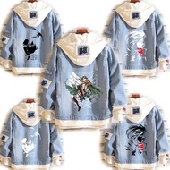 § Costume Levi Ackerman Mikasa Cosplay Hoodie Regiment Denim Jacket Scout Legion Hooded Coats