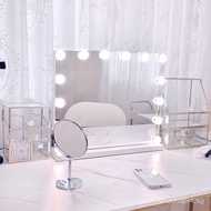 Makeup Mirror DesktopledLights Red/Large Size Bulb with Light Household DressinginsBedroom Desktop Wall Hanging Mirror