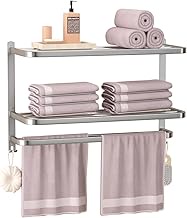 DDS-DUDES 23" Towel Racks for Bathroom with Towel Bars, 3 Tier Hotel Towel Shelf Stainless Steel Wal