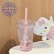 MAELOVE2 Kt Cat Water Cup Hello Kitty Plastic Cup Straw Cup Cup Coffee Pink Cup Water Cartoon Cup Cu