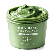 Holy Basil Bubble Deep Mask | Clay-to-Face Mask with PHA & Holy Basil Extract, Gentle & Hydrating Fa