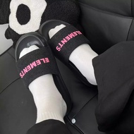 Elements cross-strap sandals in denim with sharp embroidered letters, flat sole for men and women, 4