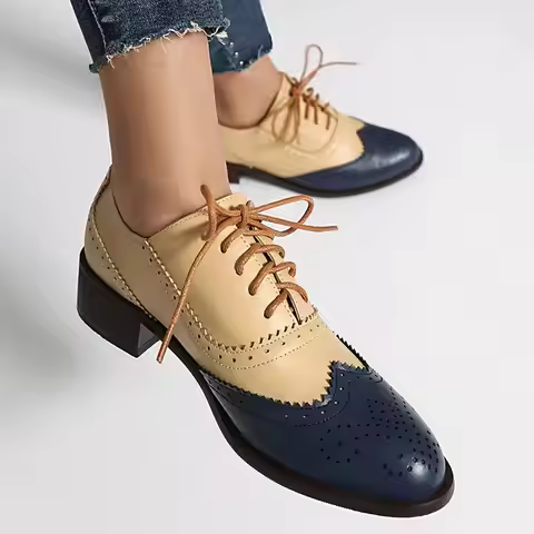 LIHUAMAO retro classic mix colors oxford shoes women brogue shoes lace up casual shoes footwear snea