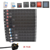 19 inches PDU Power Distribution Unit IEC-320-C13 output UK 3 pin Power PLUG Extension with ammeter air switch Short circuit switch SPD overload protection modular