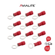 Crimp Ring Terminal: Insulated, M3 Stud Size, 0.5mm² to 1.5mm² Wire Size, Red