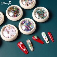 Monja Christmas 3D Glitter Nail Rhinestones Sparkly Colorful Mixed Snowflake Pearl Hexagon Round Fla