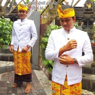 BARU Ready Set Pakaian Tradisional / Jas Busana Adat Bali Pria Kemeja