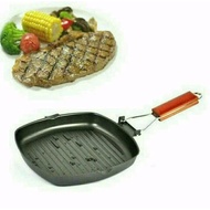 Wholesale - Square Grill Pan Teflon BBQ Mini- Grill Pan Folding Handle Uk 20cm - Quality Materials