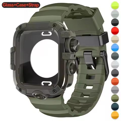 Armor Metal Case+Strap For Apple Watch Series 10 9 8 7 6 5 Se HD Glass Drop Resistant Waterproof Pro