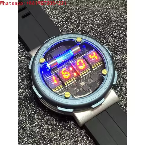 The Great Qin Empire Nixie Watch 1-Cyberpunk Pseudo Glow Tube Hollow Niche Personality Watch