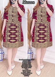 DRESS ROMPI SONGKET TERBARU 2023-DRESS JUMBO WANITA TANGAN PENDEK-DRESS NATAL TAHUN INI TERLARIS