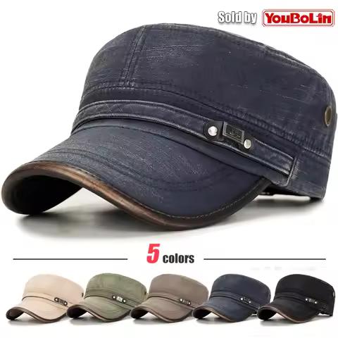 Spring and autumn seasons universal washed distressed flat cap leather edge retro faded men and wome
