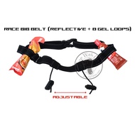 Race Bib Belt / Race Belt / Bib Holder (Reflective & 8 Gels Loop) / Triathlon Number Holder / Duathl