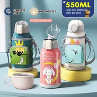 【local】Children's Hot And Cold Tumbler Thermos Cup Set For Boys Girls Aqua Flask Thermos Cup Water Bottle With Straw (one Cup With Three Covers) + Cup Set With      Weder