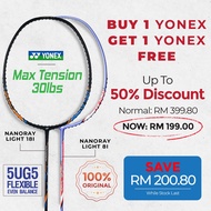 【Buy 1 FREE 1】YONEX Nanoray Light 18I 5UG5 Max 30lbs+【FREE】YONEX Nanoray Light 8i  Badminton Racket 