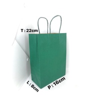 12 PCS PAPERBAG GREEN KRAFT STRAP 16X8X22 YYP Kraft Paper Bag