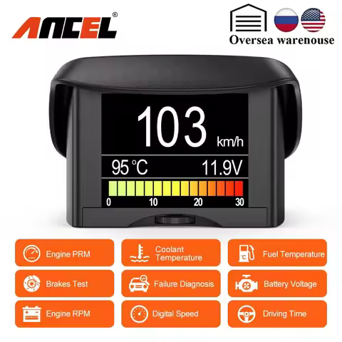 Ancel A202 Automotive On-board Computer OBD HUD Display Fuel Consumption Speed Water Temperature Gau