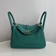Hermes愛馬仕Lindy30維羅納綠金扣TC皮D刻
