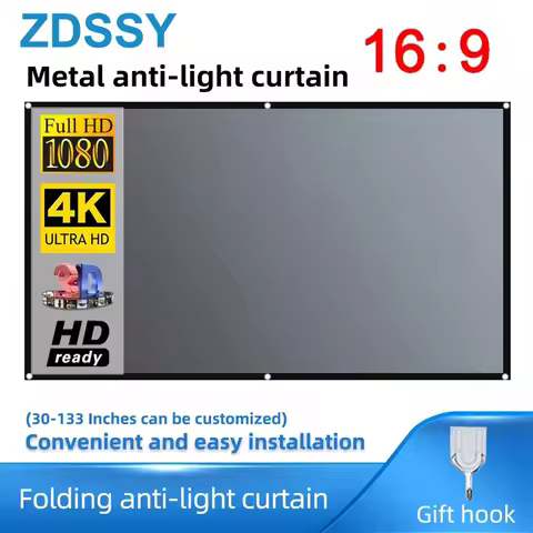 ZDSSY Projector Screen 16:9 Metal Anti Light Curtain Reflective Fabric Cloth For YG300 XGIMI H3 HALO