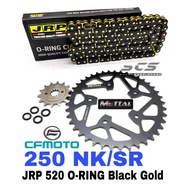 JRP Chain Set CFMoto 250NK 250SR 520 KLO2 ORing CLIP Black Gold Mettal Sprocket 14T-41T Rantai Oring
