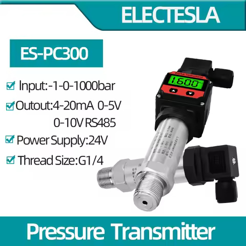 LCD Pressure Transmitter Measurment -1-0-1000bar 4-20mA 5V 10V Output Water Oil Gas Pressure Sensor 