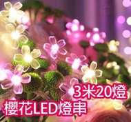 AKM - 雙色櫻花LED燈串 3米/20LED燈 粉紅色【USB常亮款】節日適用:新年、聖誕、復活節、情人節 裝飾 燈飾 燈帶