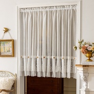 Meirenpeizi | French Retro Linen Curtain Luxury Short Curtain Corridor Privacy Curtain