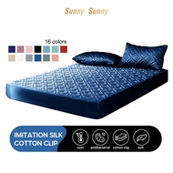 SunnySunny Premium Luxury Wash Silk Mattress Protector Smoot Quilted Sheets Breathable Fitted Sheet Single/Queen/King Size