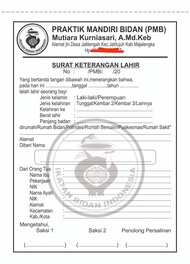 Blanko surat keterangan lahir isi 50 L