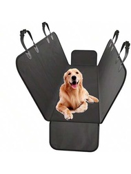 1 件單層黑色牛津防水寵物汽車座椅套,適合所有季節,具有易於清潔/防污的功能。汽車吊床,附後座和後行李箱保護,非常適合與狗/貓一起旅行和戶外活動。