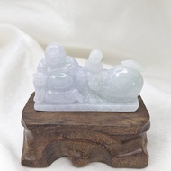 溫潤薰衣草紫手工雕刻布袋彌勒佛公擺件 |天然緬甸玉A貨翡翠