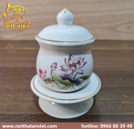 Bộ Thờ Cúng Gốm Sứ Trắng Họa Tiết Hoa Sen - DTC2405