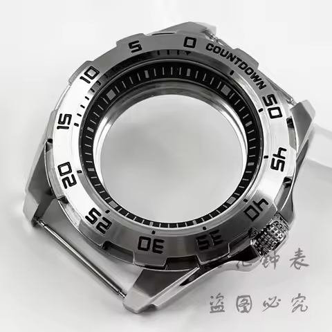 44MM Stainless Steel Silver Watch Case Fashion Countdown Watch Case Fit NH35 NH36 7S26 7S36 4R35 4R3