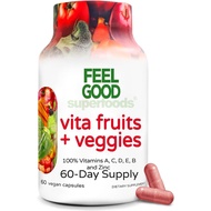 FeelGood Superfoods Vita Fruit and Vegetable Capsules-25 Kinds of Superfood Ingredients, Fruits and 