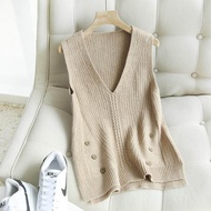 Woman Sweaters V-neck Knitted Vest Women Sleeveless Sweater Waistcoat Women Loose Top Femme Chandails Pull Hiver