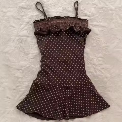 Literary American Vintage A-line Euramericna Dress Y2k Harajuku Polka Dot Print French High End Dres