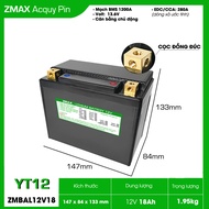Bình Acquy ZMax Pin LFP/ Lithium LifePO4 12V 18Ah ZMBAL12V18-YT12 Dùng Cho Xe Máy - Mô Tô