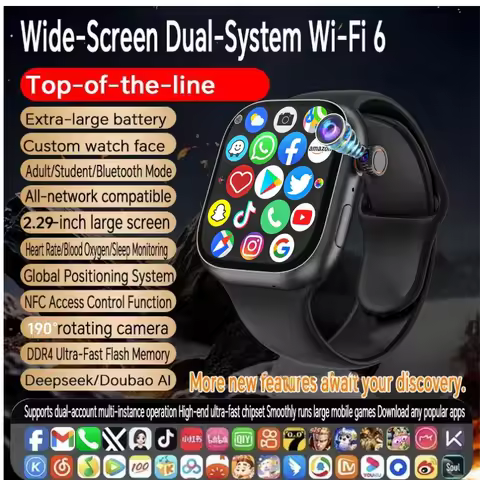 VP39 5G LTE Smartwatch Android 12.0 2.29' Rotating Camera GPS WiFi Compass Google Play Store Sim Car