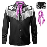 NEW Movie Ken Cosplay Costume Prince Disguise Cowboy Black Shirt Tops PinkMen Halloween Carnival Par