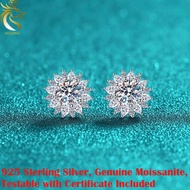 1CT * 2 Real Moissanite Earrings 925 Sterling Silver Pass Diamond Tester GRA Certified D Color Round