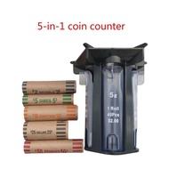YU Sorters Coin Holder Counter Machine with 5in1 Coin Sorters Tube Wrapper Holder Efficient Change C